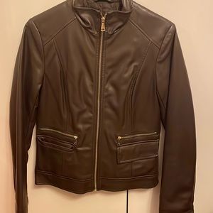brown leather jacket